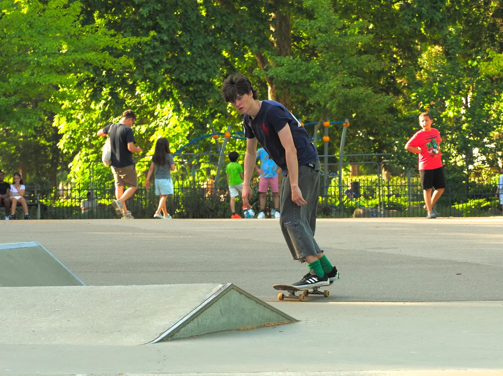 A skateboarder at the skate park